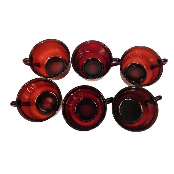 Arcopal France Ruby Red Glass Coffee Cups Set Of 2 Vintage Durable And Elegant D - Picture 3 of 9